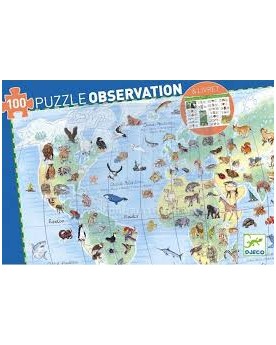 Puzzle Les animaux du monde 100 pièces + livret. Puzzles  – Serpent à Lunettes