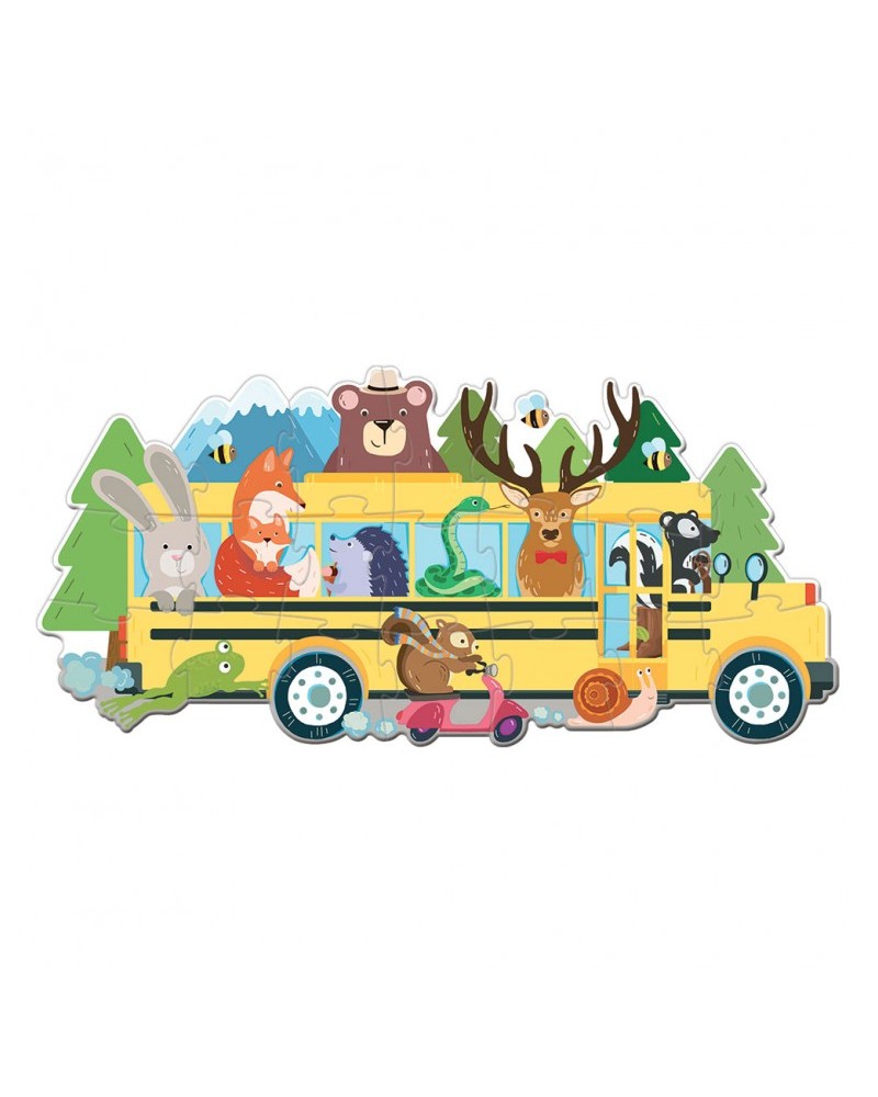 Puzzle-livre 20 pièces Le bus des animaux Puzzles  – Serpent à Lunettes