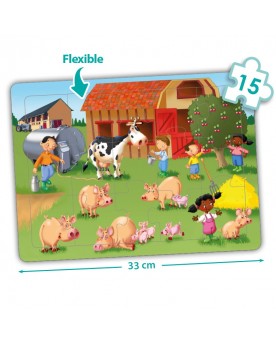 Set de 4 puzzles coopératifs: la ferme Puzzles  – Serpent à Lunettes