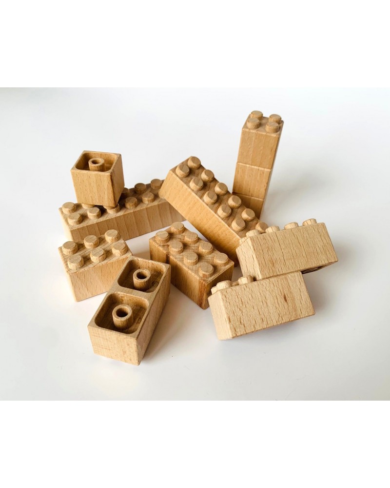 Jeu de construction en bois naturel 75 pièces
