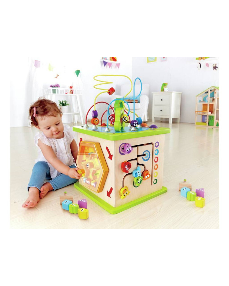 Cube D'activités En Bois Trixie – Engrenages, Perles, Motricité – Durable, écologique – Dès 1 An