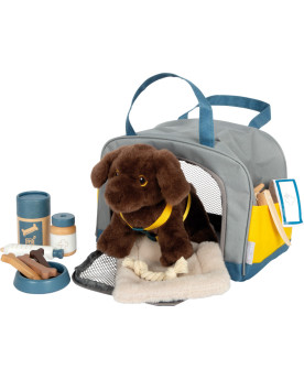 Chien avec sac et kit de soin