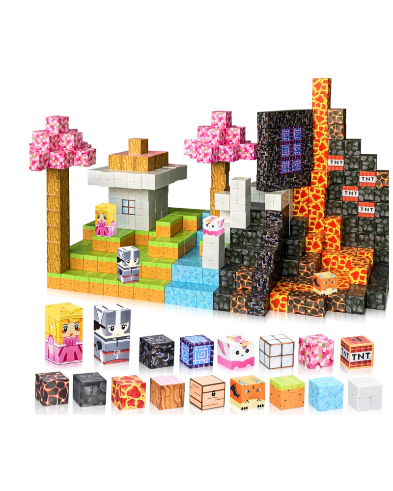 79 blocs de construction aimantés "Pays féerique" 2 cm