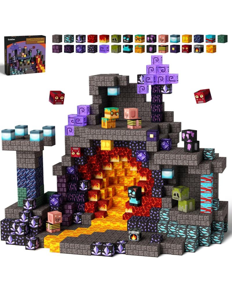 100 blocs de construction aimantés "La caverne de Gemfifre" 2,5 cm