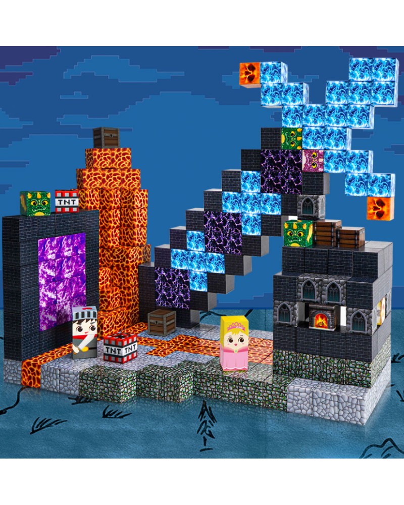 150 blocs de construction aimantés "Le sauvetage de la Princesse" 2 cm