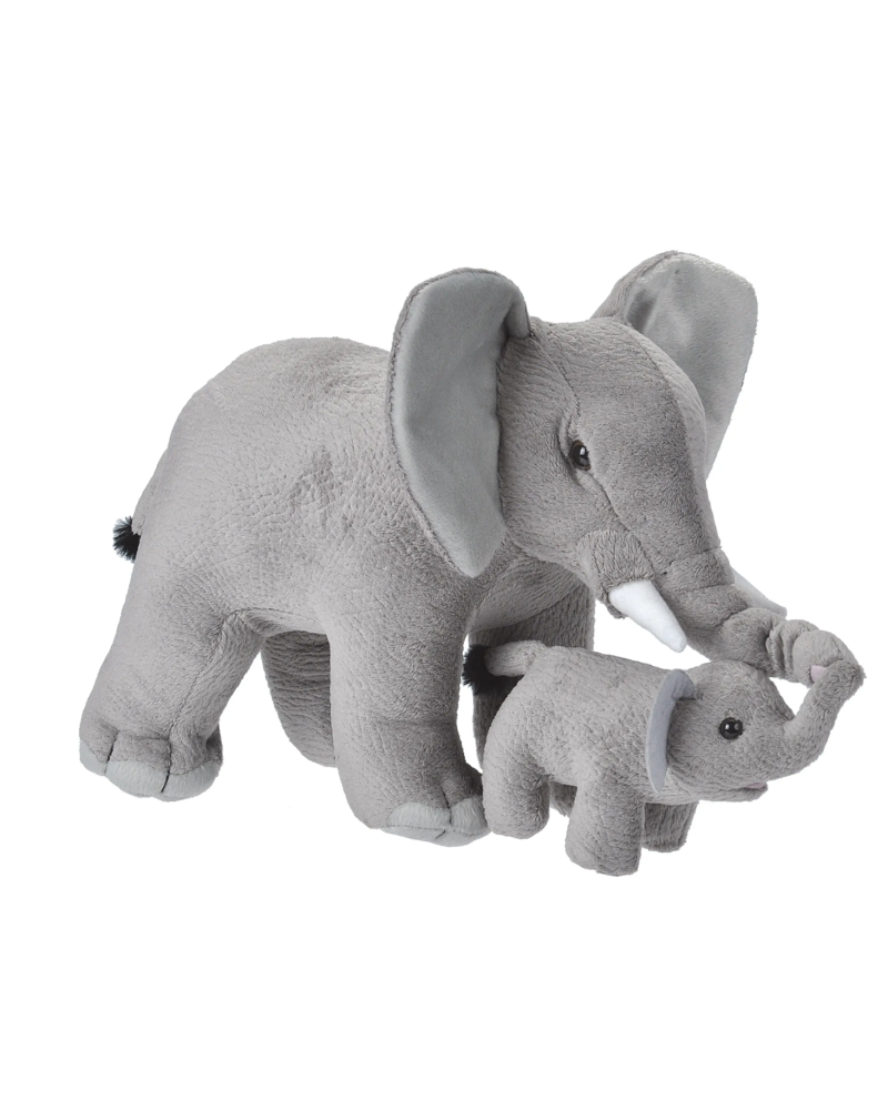 Peluche Eléphant maman et bébé 25 cm