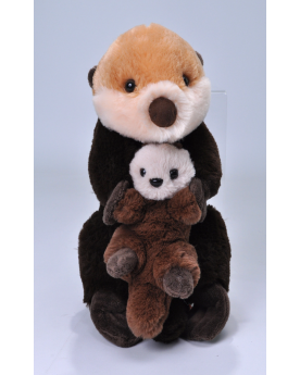 Peluche Loutre de mer maman et bébé 25 cm