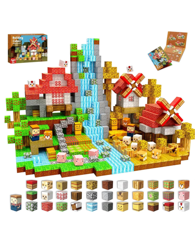 150 blocs de construction aimantés Thème ferme2 cm