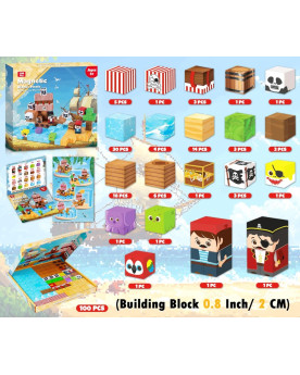 100 blocs de construction aimantés "Pirate" 2 cm