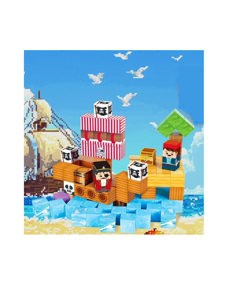 100 blocs de construction aimantés "Pirate" 2 cm