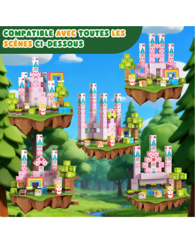 100 blocs de construction aimantés "Château enchanté" 2 cm