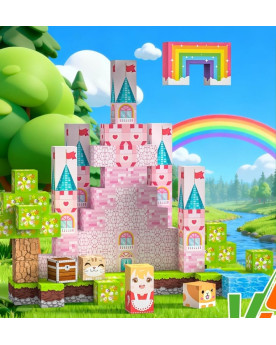 100 blocs de construction aimantés "Château enchanté" 2 cm