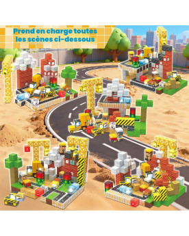 200 blocs de construction aimantés "Chantier" 2 cm