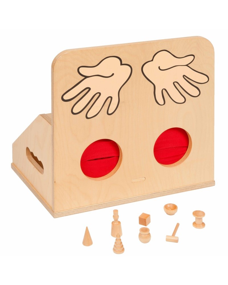Boîte en bois pour activités tactiles Voir, toucher, écouter – Serpent à Lunettes Boîte en bois pour activités tactiles Voir, toucher, écouter – Serpent à Lunettes