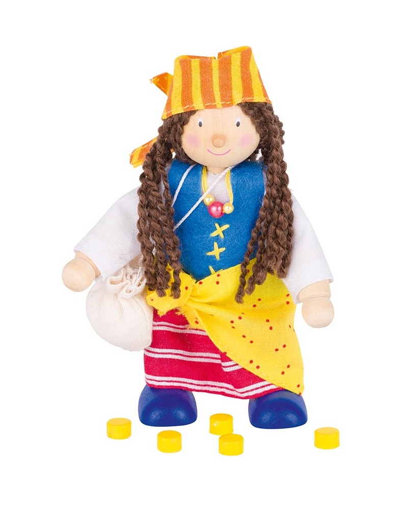 Figurine en bois articulée, Pirate fille Poupées et peluches  – Serpent à Lunettes