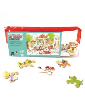 Puzzle enfant en bois Laure Cacouault : Les pompiers