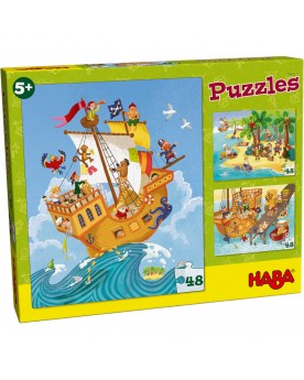 3 puzzles 48 pièces "Pirate et compagnie" Puzzles  – Serpent à Lunettes