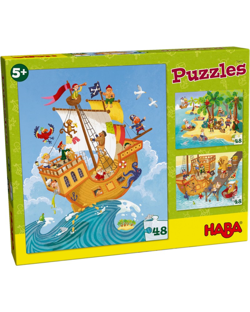 3 puzzles 48 pièces "Pirate et compagnie" Puzzles  – Serpent à Lunettes