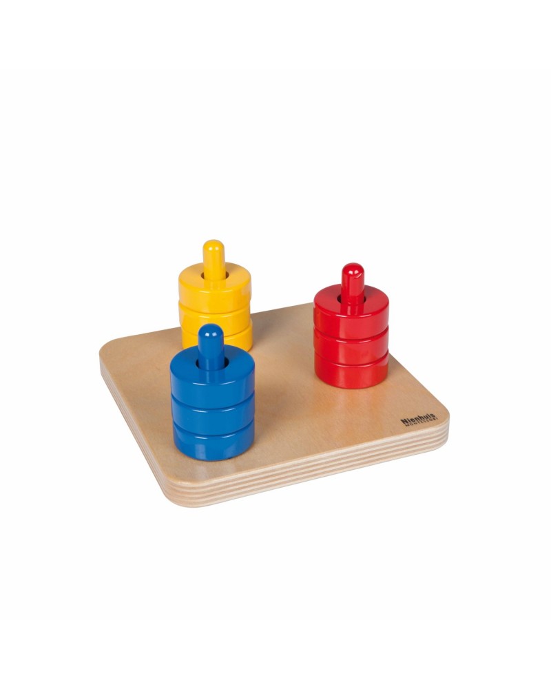 Des disques colorés sur des tiges de couleur Activités Montessori  – Serpent à Lunettes