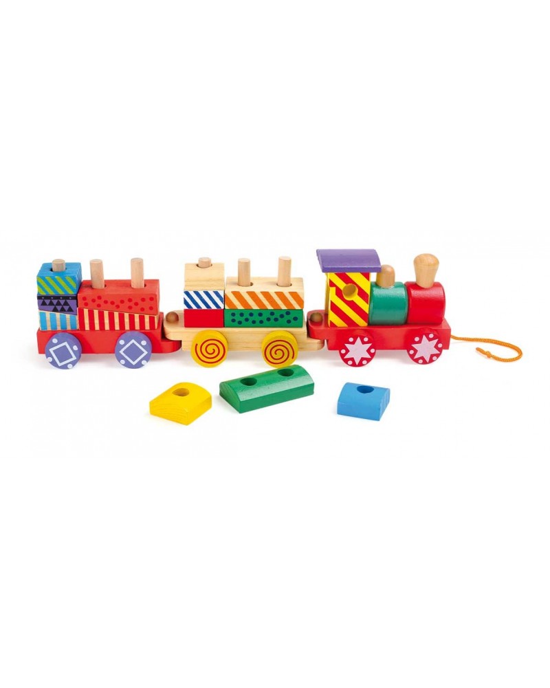 Train multicolore Jouets à tirer et pousser  – Serpent à Lunettes