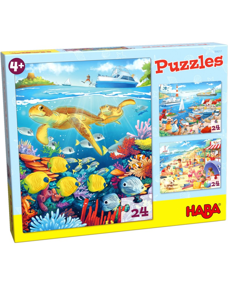 3 puzzles 24 pièces "A la mer" Puzzles  – Serpent à Lunettes